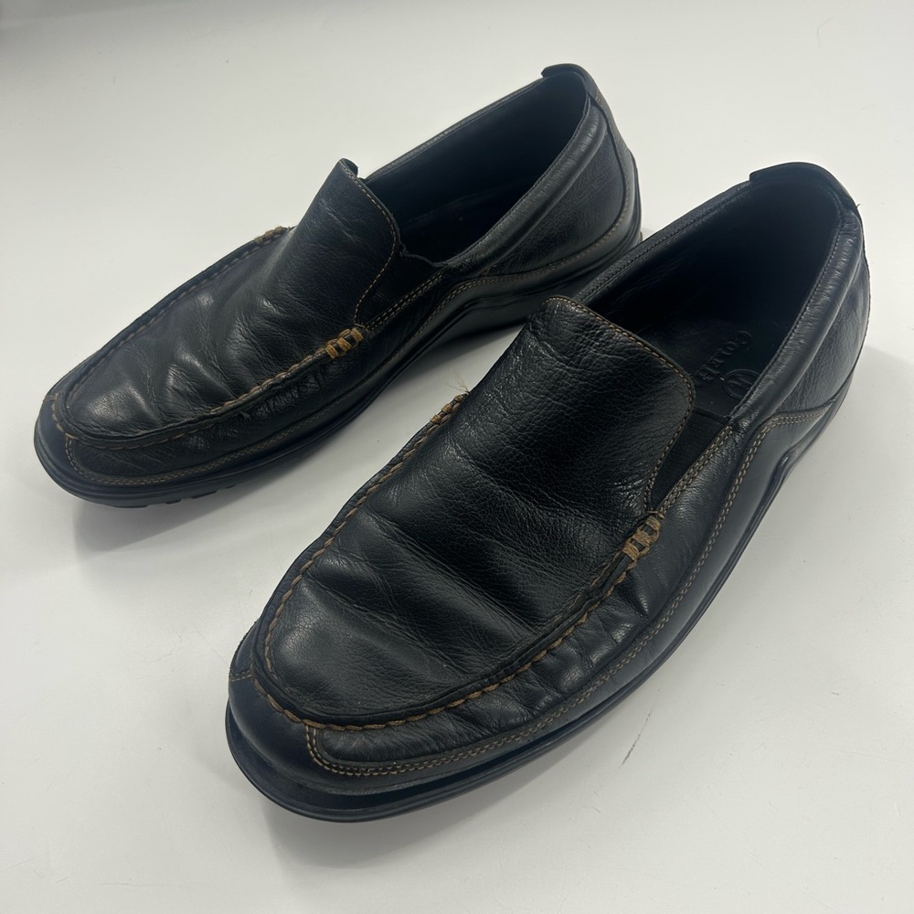 Men’s 10 1/2 M Cole Haan Tucker Venetian Black Leather Slip On shoes loafers
